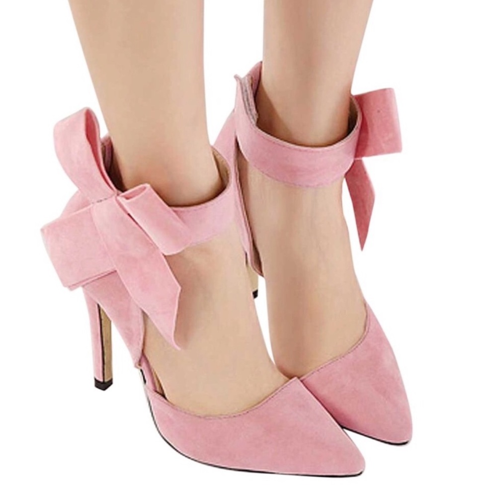 Bow Tie Pink High Heels - Picture 2 of 6